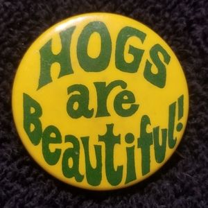 CLEARANCE Vintage HOGS ARE BEAUTIFUL pin back button